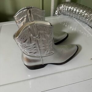 Silver Western Ankle Boots